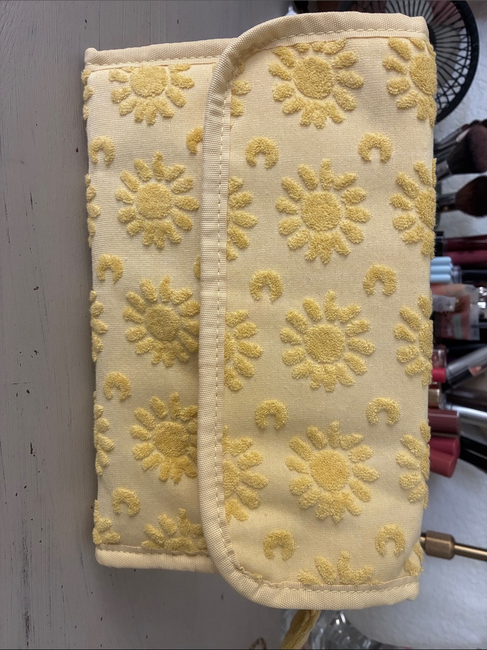 Sunburst Embroidered Yellow cosmetic bag